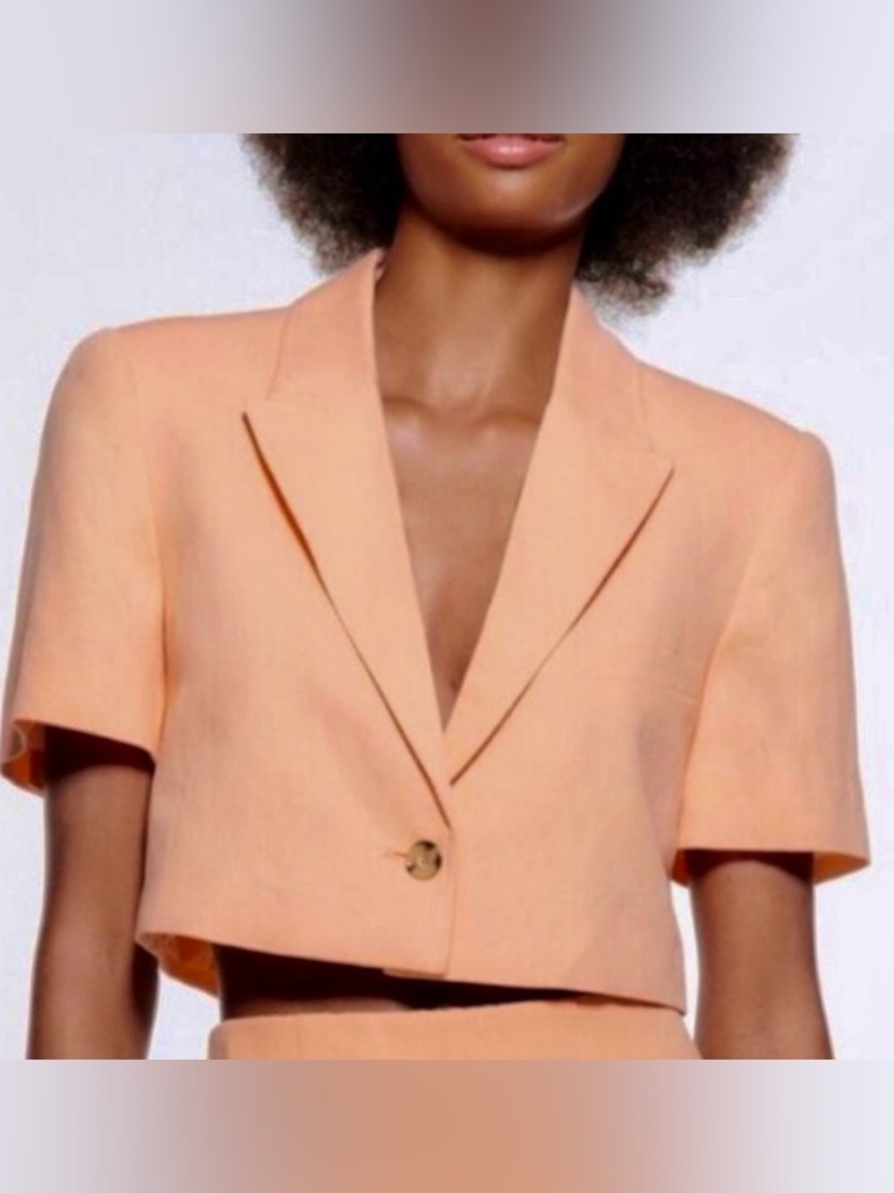 Women's Cropped Peach Blazer Jacket Spring Summer NEW